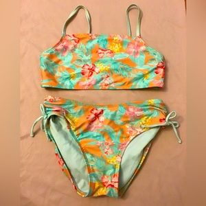 Girls cat and jack floral print  swimsuit size 10